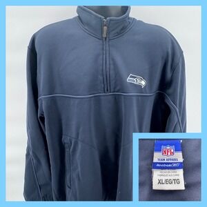 Reebok NFL Seattle Seahawks Quarter Zip Pullover Sweatshirt Mens XL Navy Blue